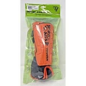 Vizari Malaga Soccer Shin Guards Orange Black Adult Large w/ Ankle Guard VZSG900